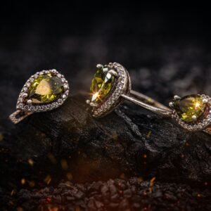 Yellow stone earrings & ring